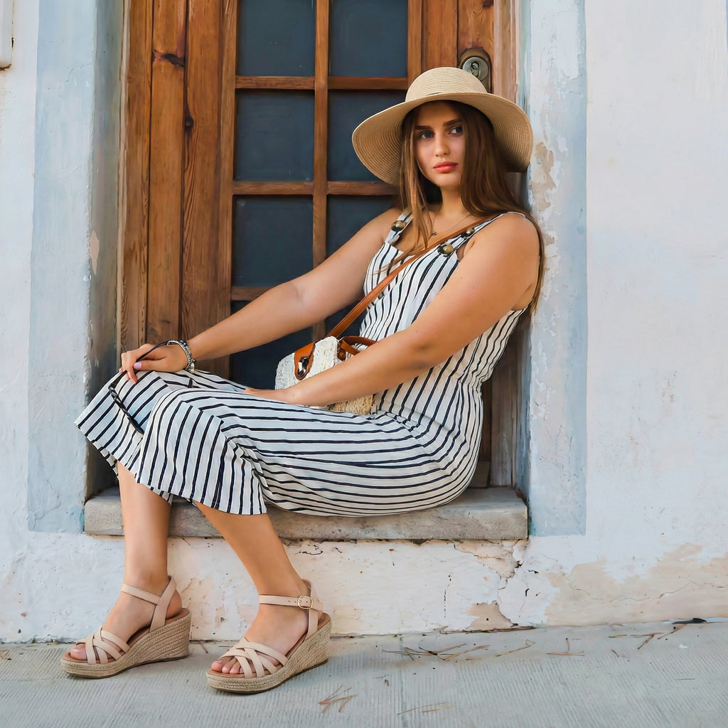 Ruiee Wide Width Wedge Sandals for Women, Comfortable Ankle Strap Open Toe Summer Shoes Platform Espadrille Wedge Casual Womens Sandals.