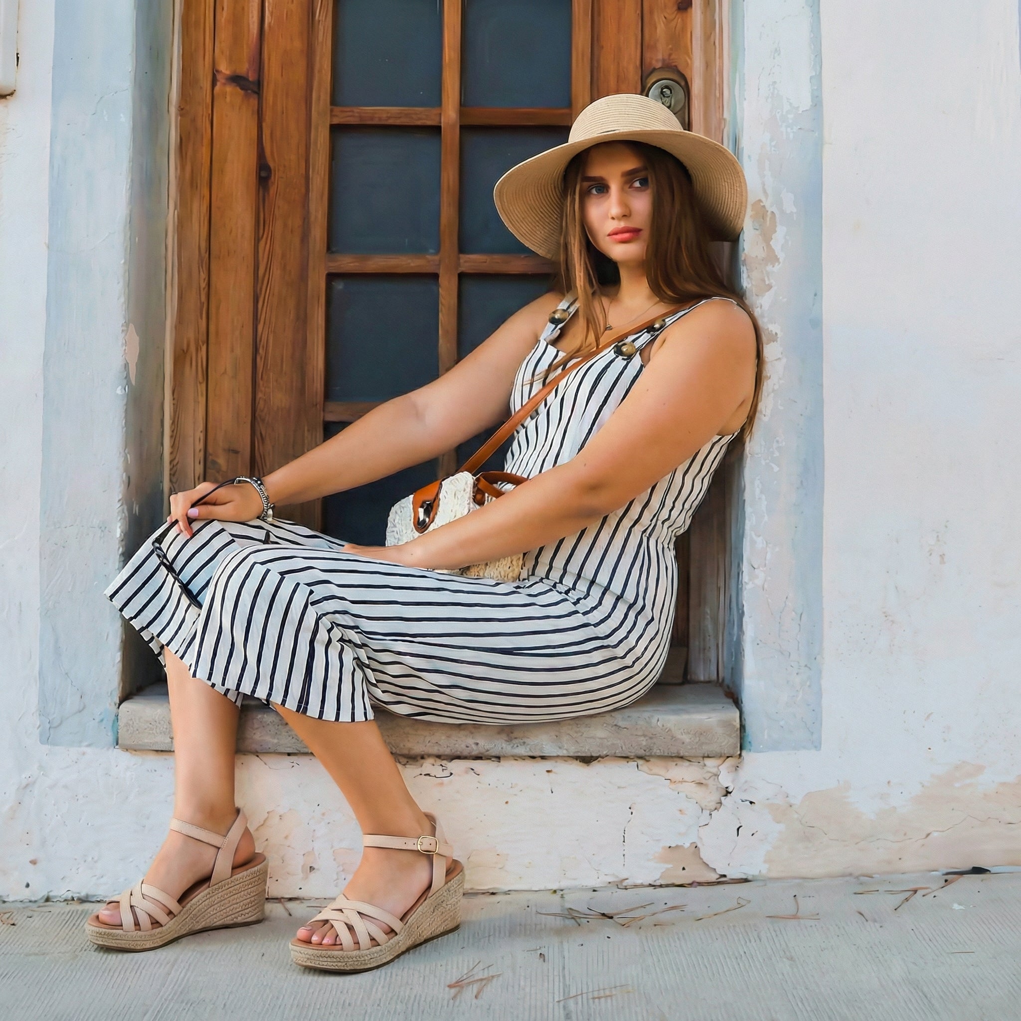 Ruiee Wide Width Wedge Sandals for Women, Comfortable Ankle Strap Open Toe Summer Shoes Platform Espadrille Wedge Casual Womens Sandals.