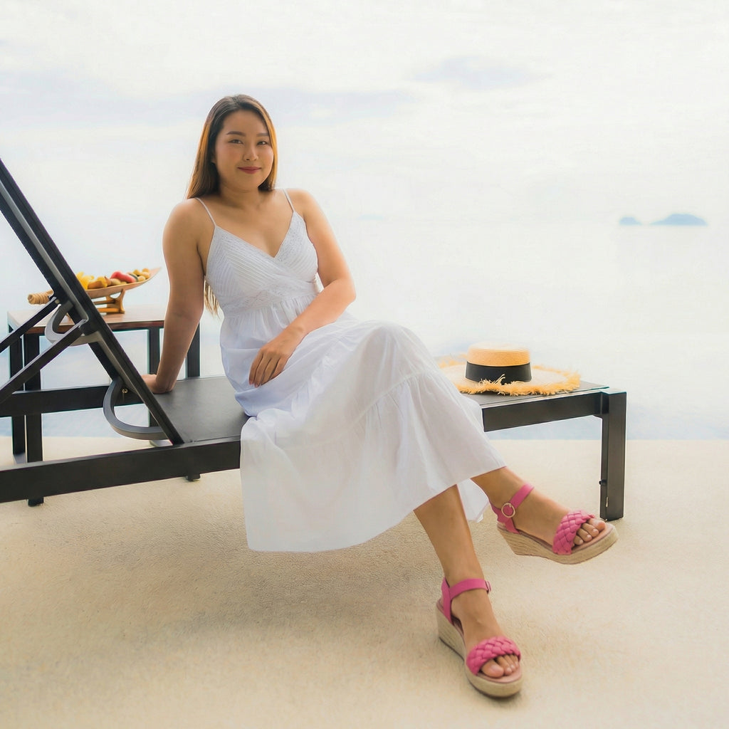Ruiee Wide Width Wedge Sandals for Women, Braided Ankle Strap Buckle Open Toe Summer Shoes Platform Espadrille Wedge Beach Women Sandals.