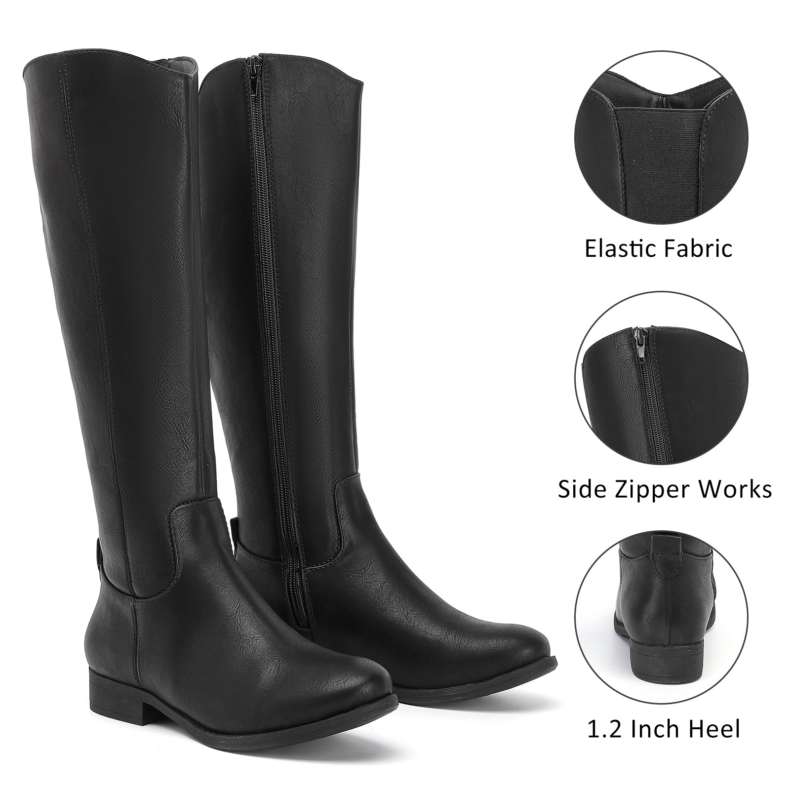 Ruiee Knee High Boots for Women Comfort Stylish Casual Round Toe Tall Riding Combat Boot Classic Fashion Fall Winter Knee-High Flat Boots.
