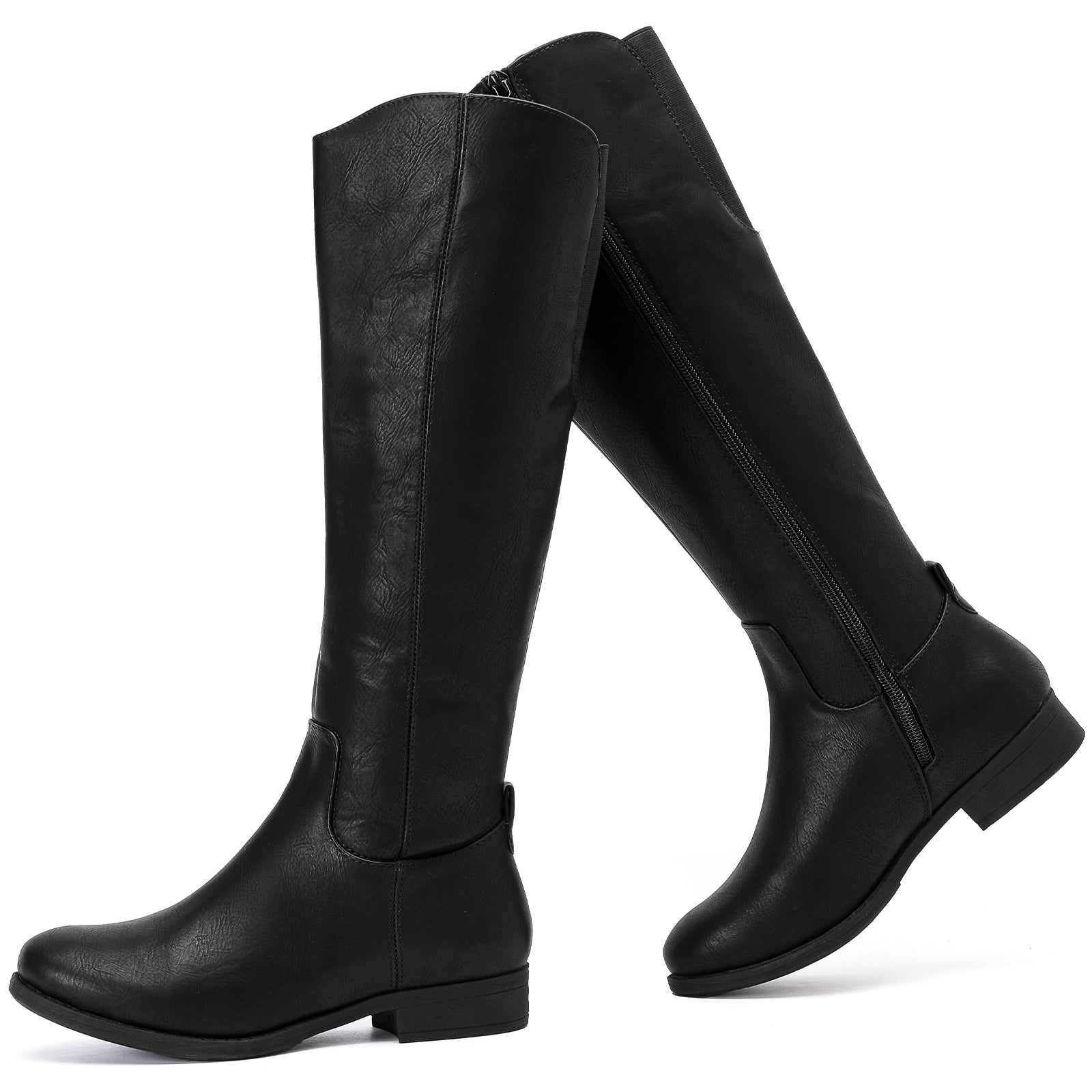 Ruiee Knee High Boots for Women Comfort Stylish Casual Round Toe Tall Riding Combat Boot Classic Fashion Fall Winter Knee-High Flat Boots.