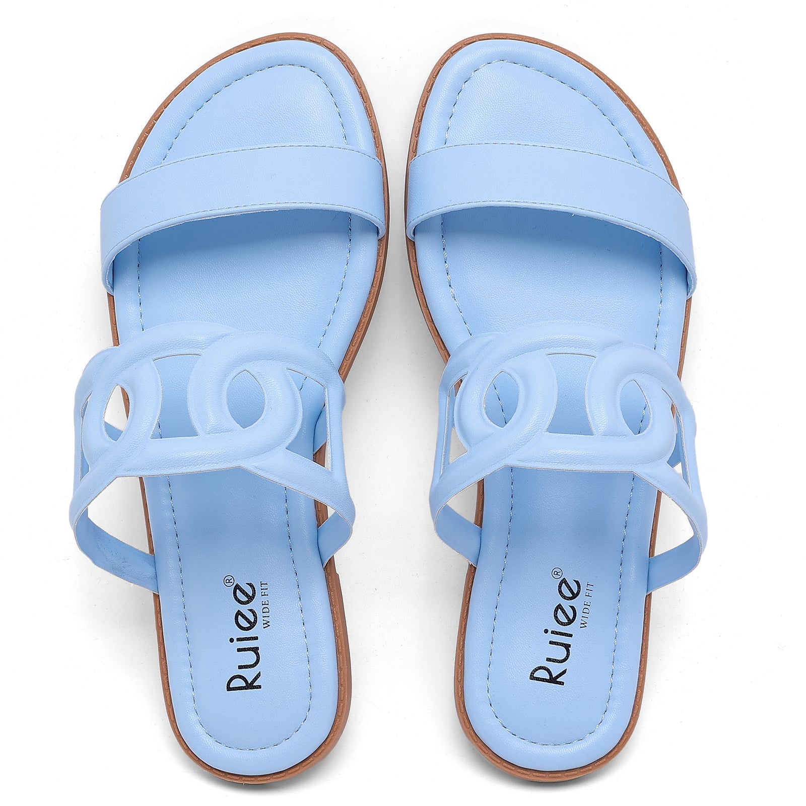 Ruiee Wide Width Sandals for Women, Summer Slide Sandals Casual Wide Feet Slides Comfort Strap Slip on Sandals Open Toe Beach Womens Sandal.