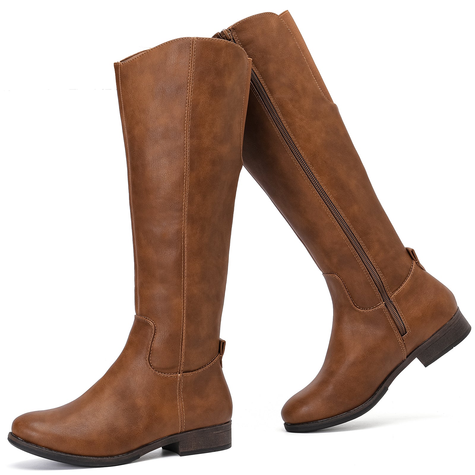 Ruiee Knee High Boots for Women Comfort Stylish Casual Round Toe Tall Riding Combat Boot Classic Fashion Fall Winter Knee-High Flat Boots.