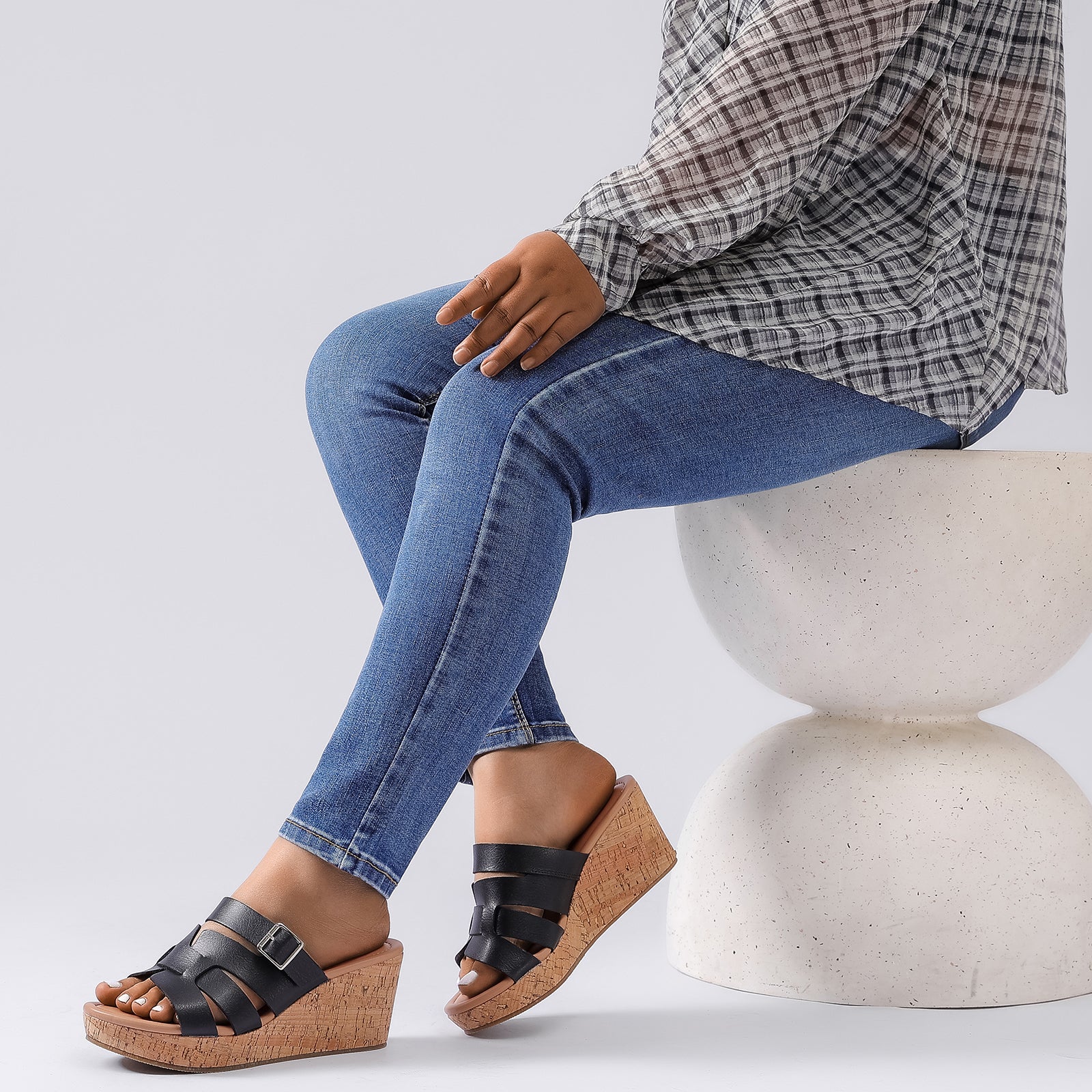 Ruiee Wide Width Wedge Sandals for Women, Summer Platform Comfort Slip on Sandal Casual Outdoor Womens Sandals.