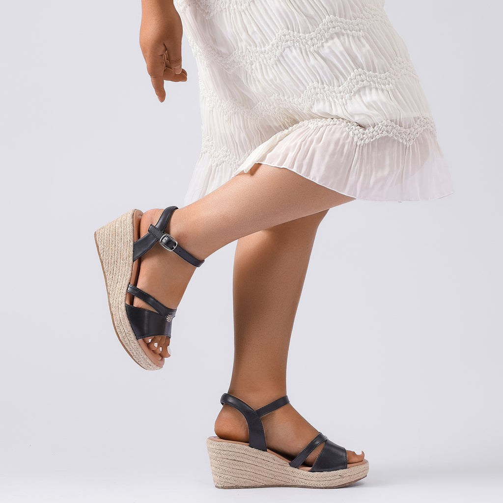 Ruiee Wide Width Wedge Sandals for Women, Ankle Strap Open Toe Casual Summer Shoes Platform Espadrille Wedge Dressy Womens Sandals.