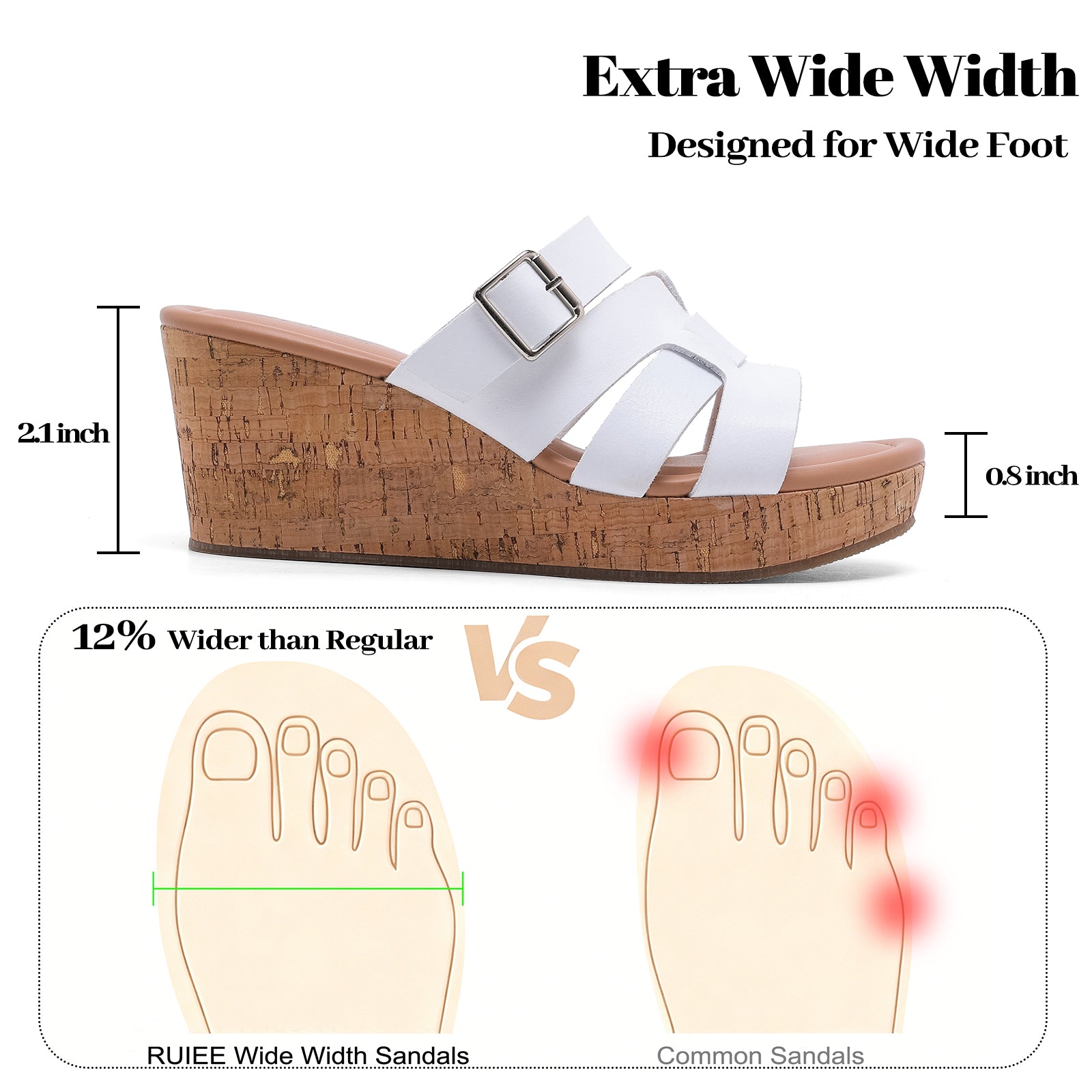 Ruiee Wide Width Wedge Sandals for Women, Summer Platform Comfort Slip on Sandal Casual Outdoor Womens Sandals.