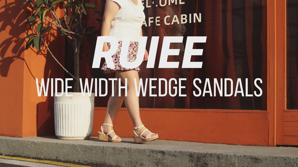 Ruiee Wide Width Wedge Sandals for Women, Comfortable Ankle Strap Open Toe Summer Shoes Platform Wedge Dressy Women Sandals.