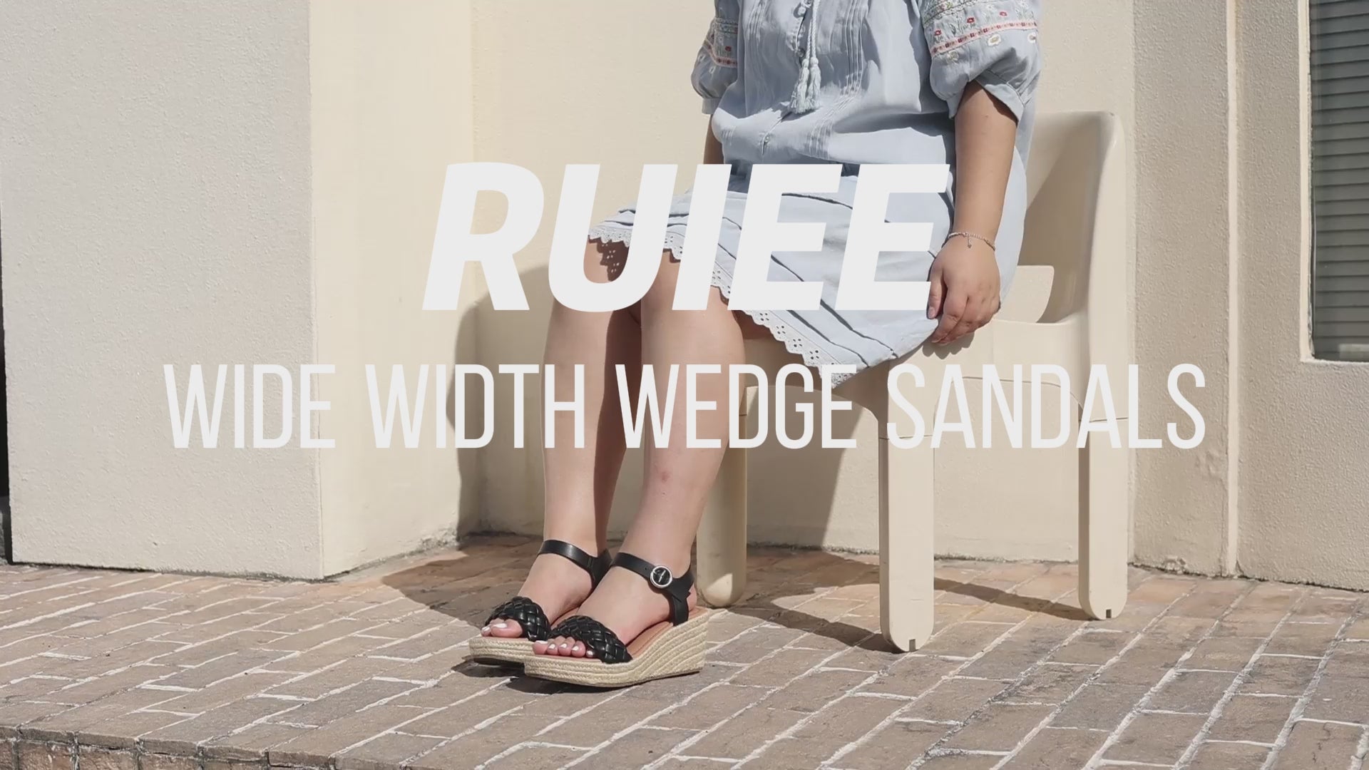 Ruiee Wide Width Wedge Sandals for Women, Braided Ankle Strap Buckle Open Toe Summer Shoes Platform Espadrille Wedge Beach Women Sandals.