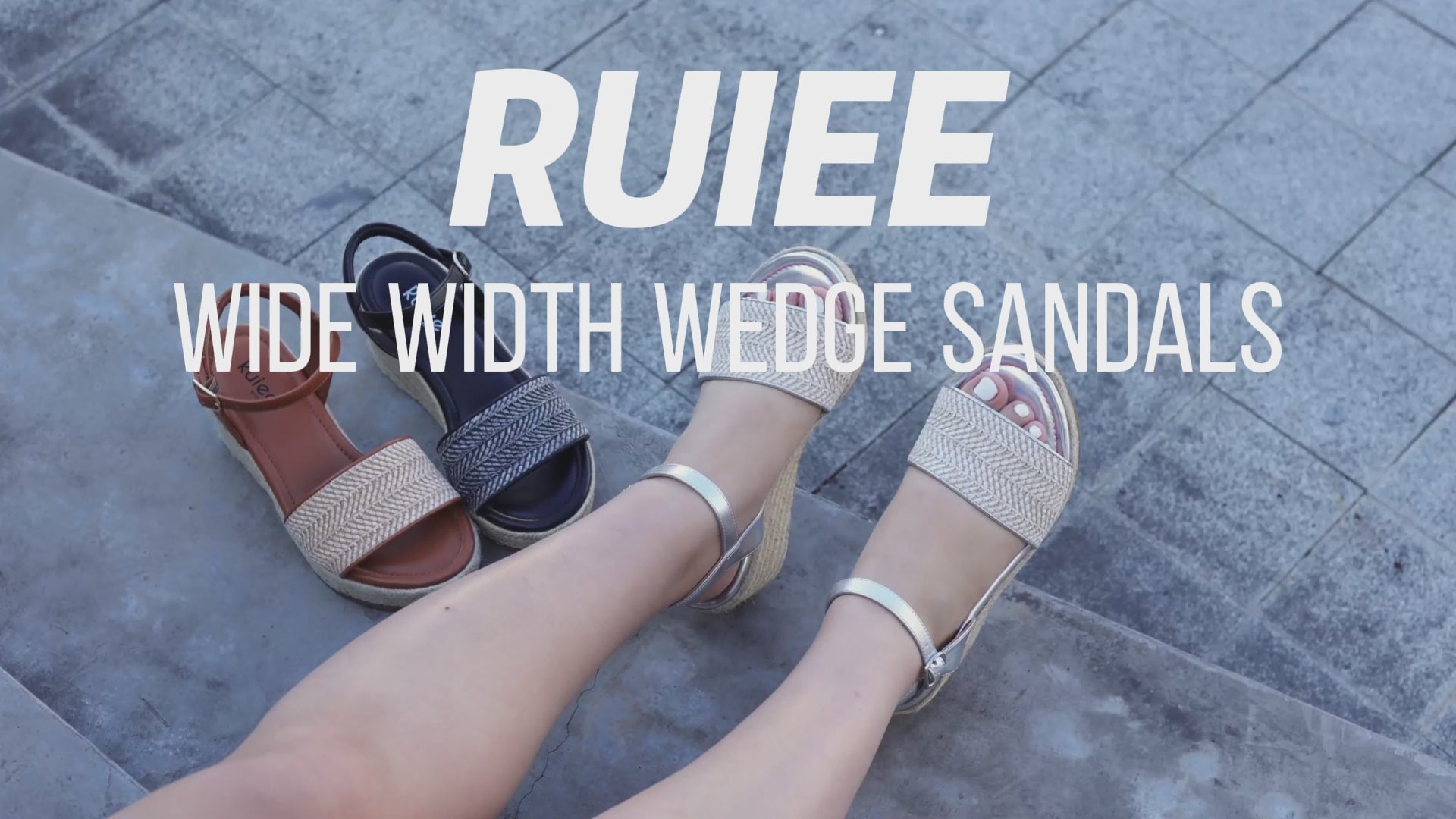 Ruiee Wide Width Wedge Sandals for Women, Ankle Strap Cute Round Toe Summer Raffia Shoes Platform Espadrille Wedge Dressy Women Sandals.