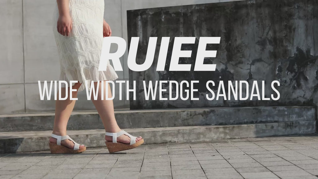 Ruiee Wide Width Wedge Sandals for Women, Ankle Strap Sparkly Rhinestone Open Toe Summer Dressy Shoes Platform Wedding Prom Women Sandals.