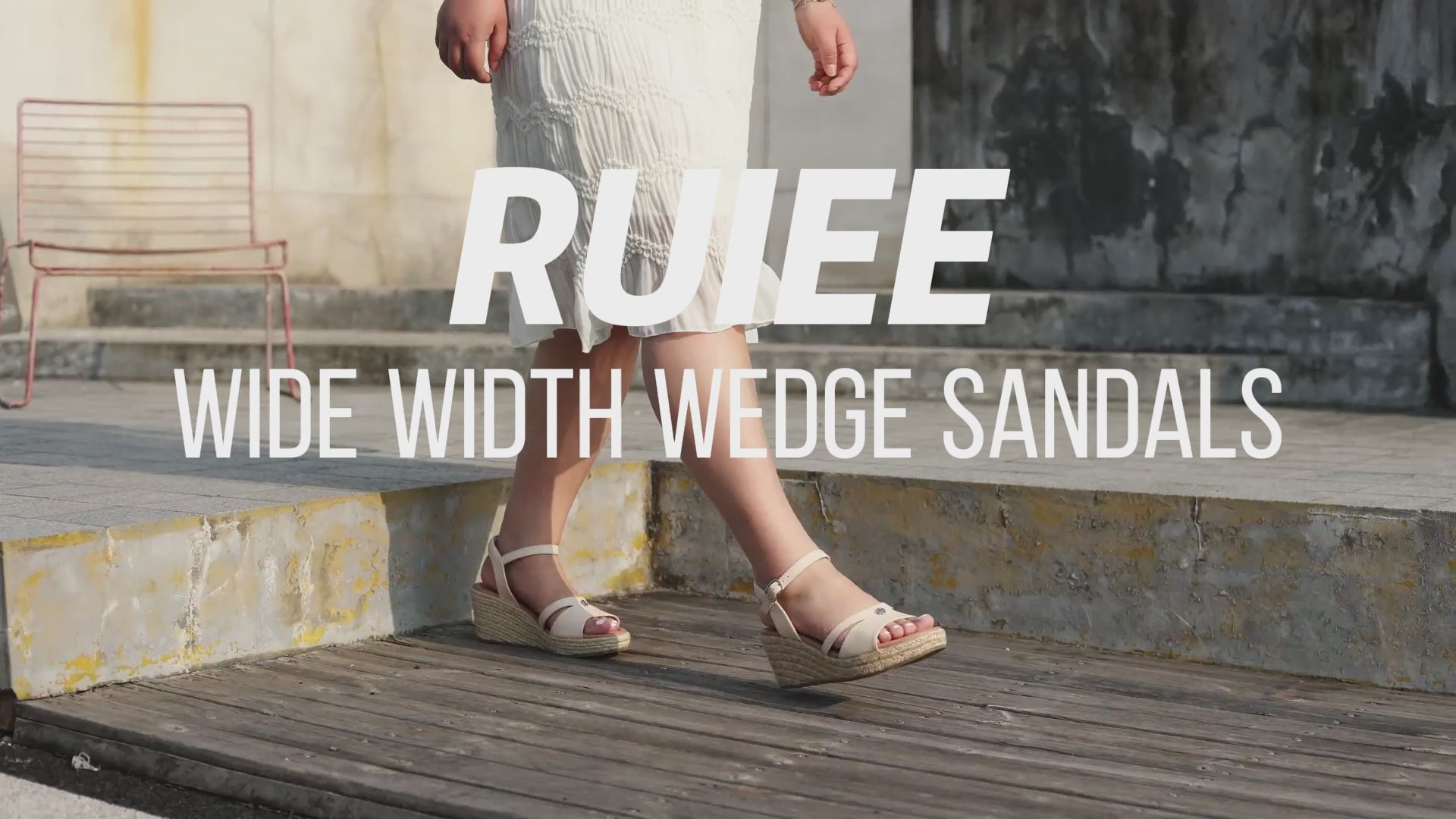 Ruiee Wide Width Wedge Sandals for Women, Ankle Strap Open Toe Casual Summer Shoes Platform Espadrille Wedge Dressy Womens Sandals.